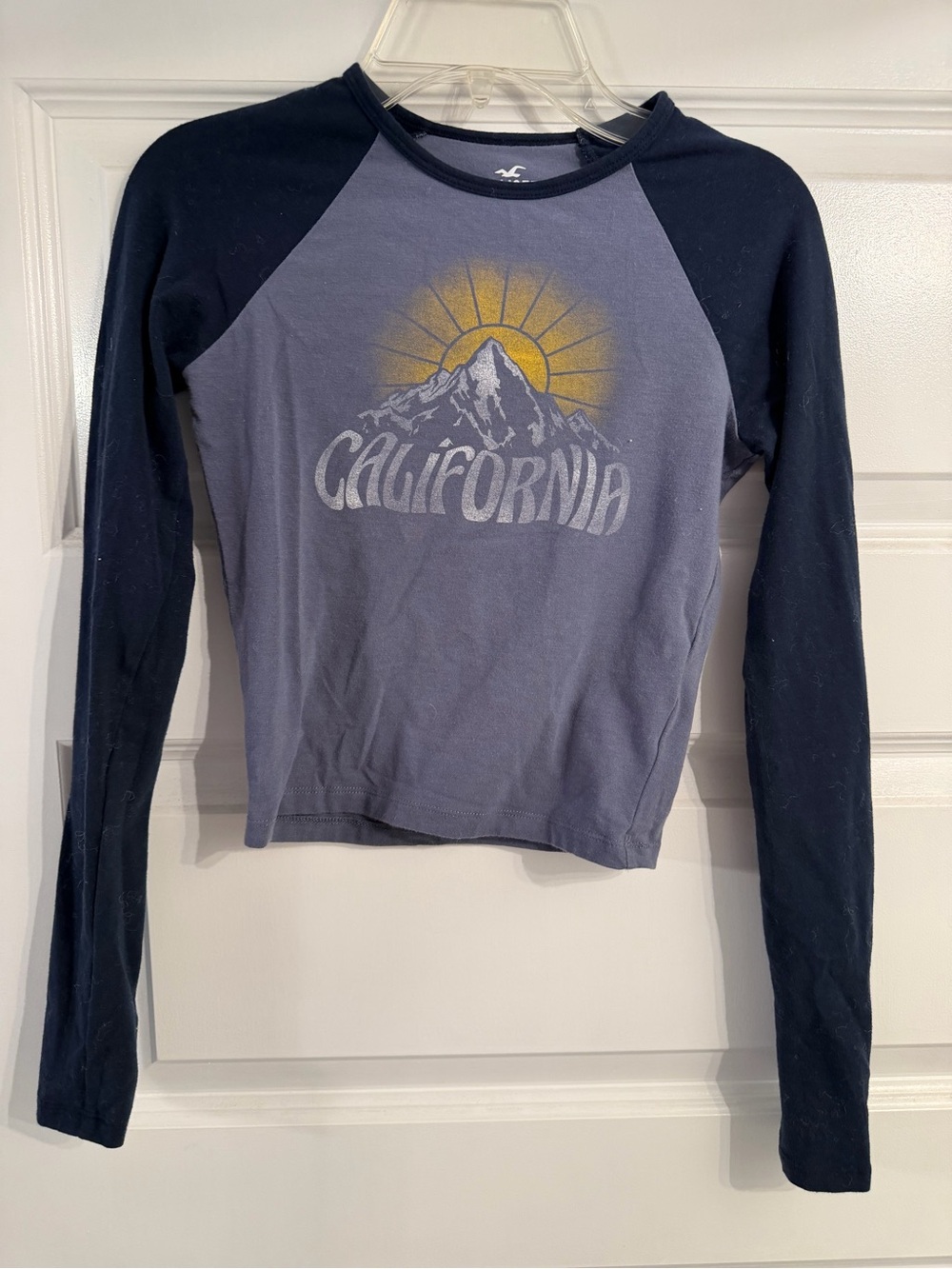 Hollister Navy Graphic Logo Long Sleeve Tee